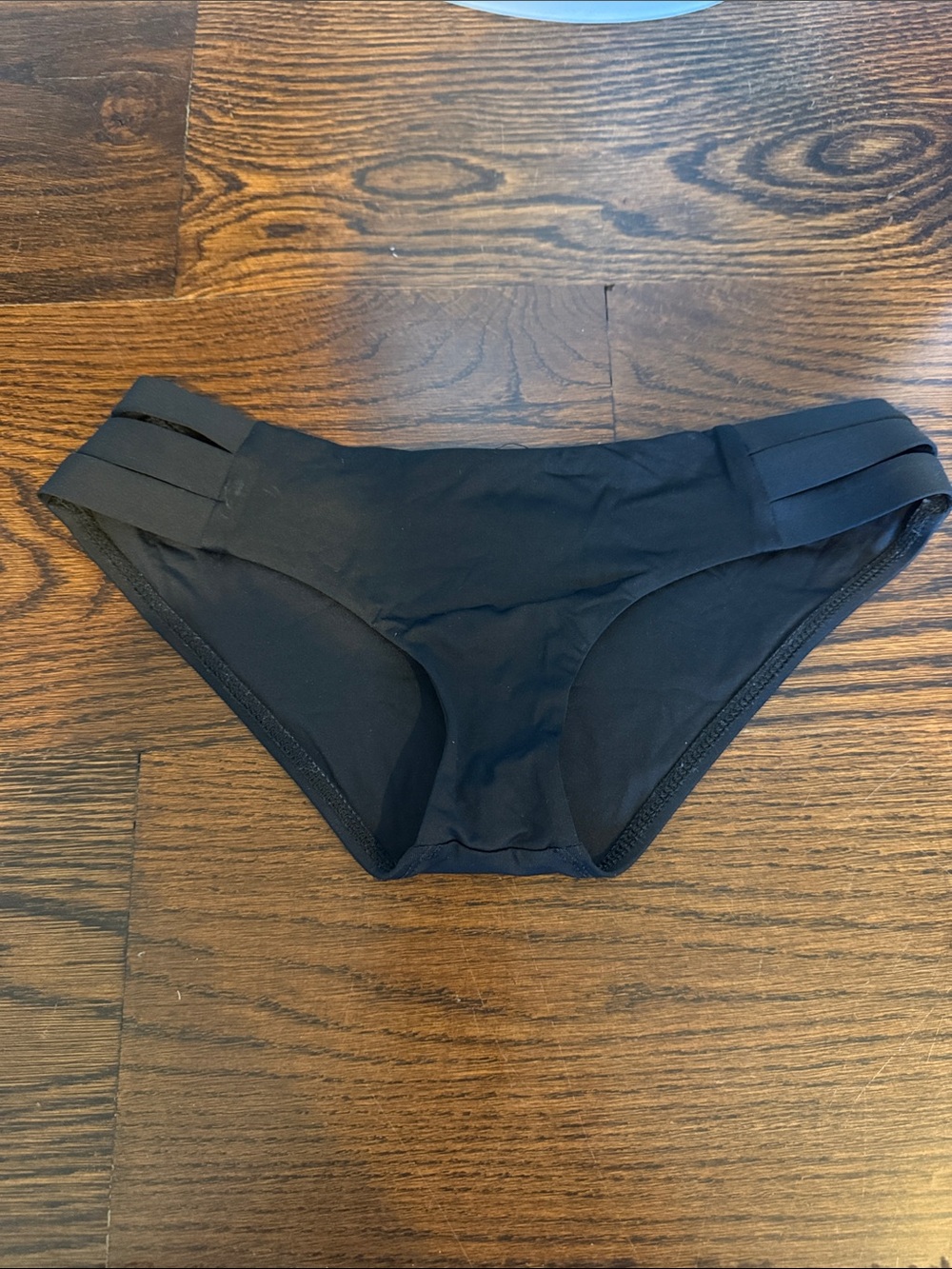 Vitamin A Black Bikini Bottom with Side Strap Detail